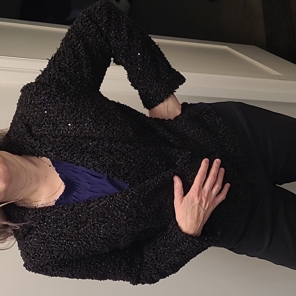 Women's jacket size 8 Bianca Nygard black with sequin and sparkle details - Picture 12 of 14